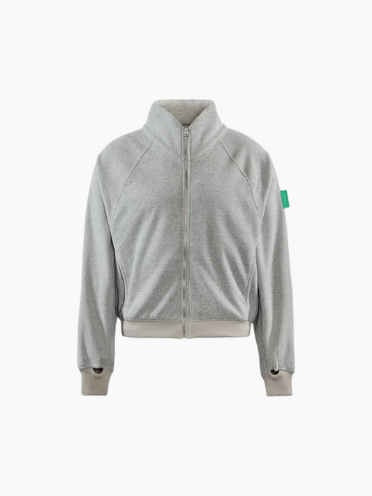 Reverse Brushed Full-Zip Fleece Melange Grey